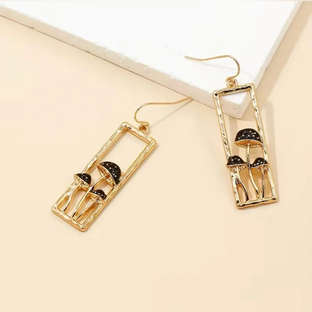 Mushroom Dangle Bohemian Earrings New Modern - Picture 2 of 4